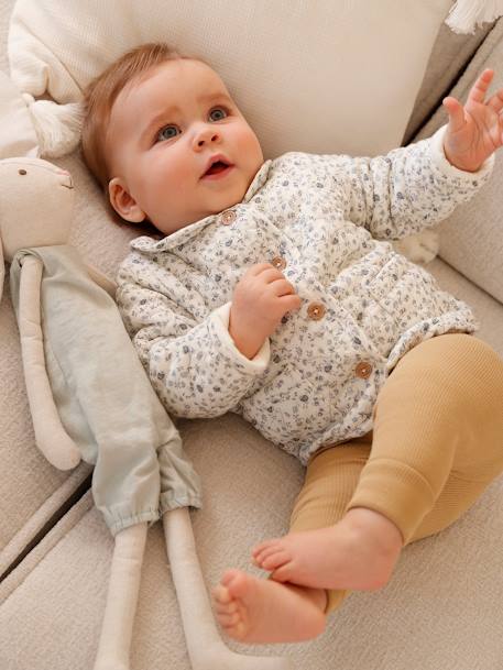 Baby Sommerjacke gedruckt hellbeige+wollweiß 1