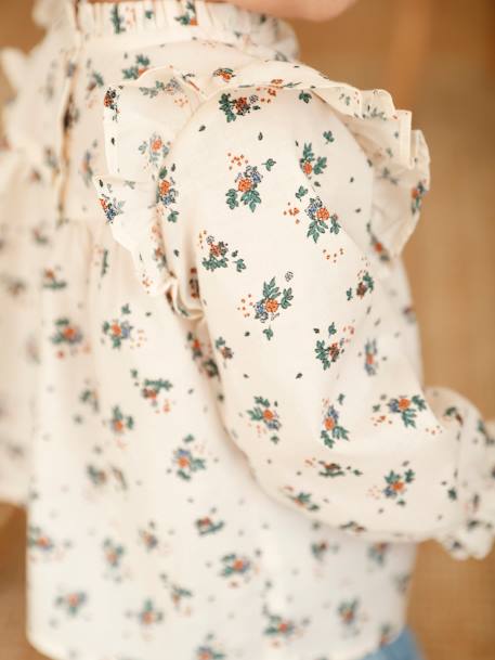 Baby Bluse mit Volants wollweiß geblümt 5