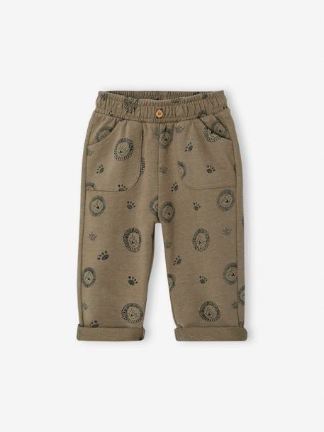 Baby Joggpants Oeko-Tex - khaki löwe+wollweiß giraffe - 1