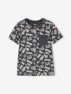 -Jungen T-Shirt, Print und Brusttasche Oeko-Tex