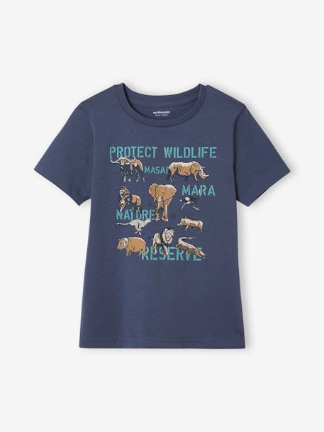 Jungen T-Shirt mit Recycling-Baumwolle Tiermotive - grau meliert+schieferblau - 5