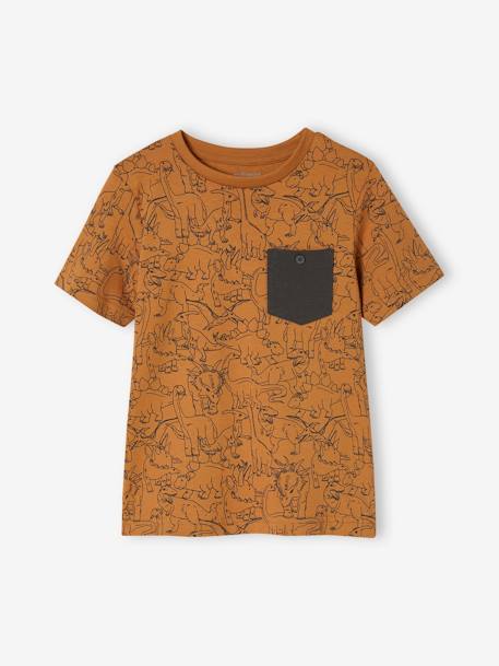 Jungen T-Shirt, Print und Brusttasche Oeko-Tex anthrazit+moosgrün+pekannuss+weiß meliert 7