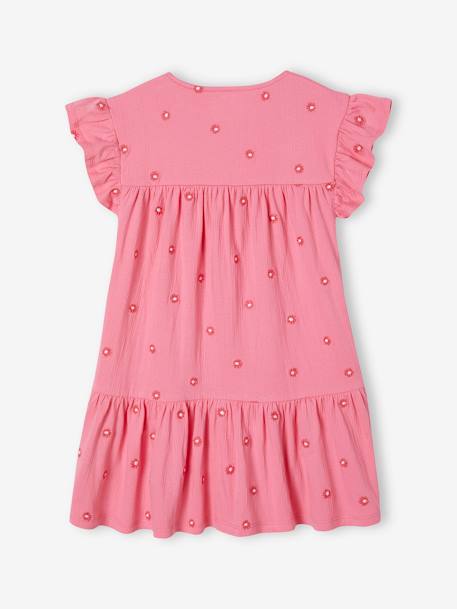 Besticktes Mädchen Kleid bonbon rosa 2