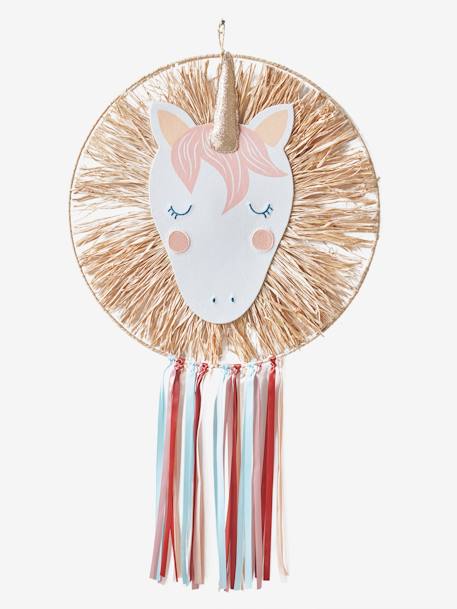 Kinderzimmer Traumfänger EINHORN aus Naturbast - rosa - 1