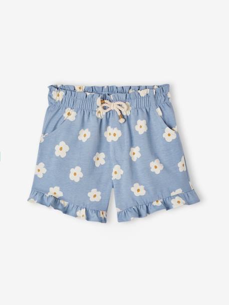 Mädchen Shorts mit Volants blau+marine+wollweiß 1