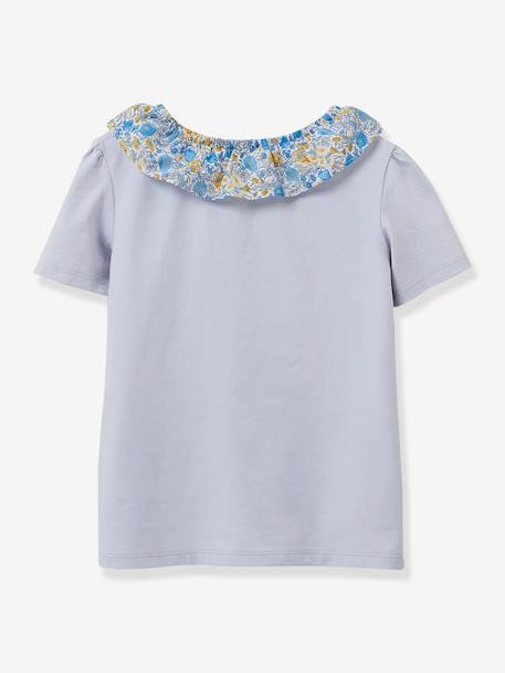 Mädchen T-Shirt mit Liberty-Kragen CYRILLUS, Bio-Baumwolle graublau 2