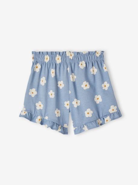 Mädchen Shorts mit Volants blau+marine+wollweiß 2