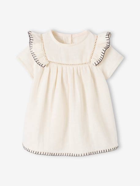 Baby Kleid aus Musselin wollweiß 5