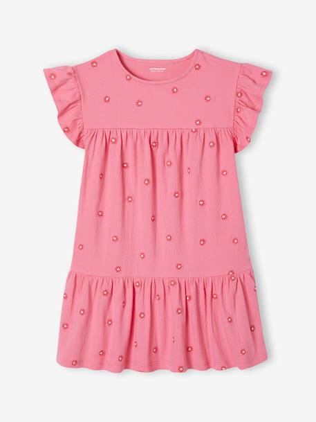 Besticktes Mädchen Kleid bonbon rosa 1