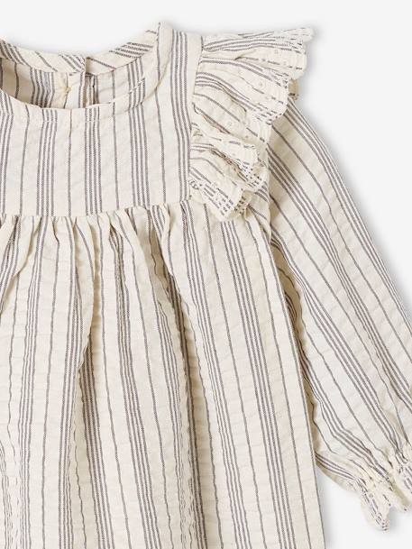 Mädchen Baby-Set: Kleid, Shorts & Haarband - beige gestreift - 7