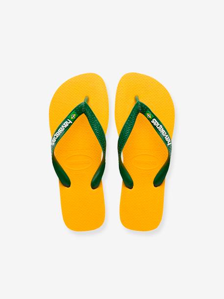 Kinder Zehenpantoletten Brasil Logo HAVAIANAS - gelb+pfirsich - 4