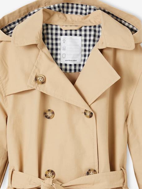 Mädchen Trenchcoat mit abnehmbarer Kapuze - beige+marine - 5