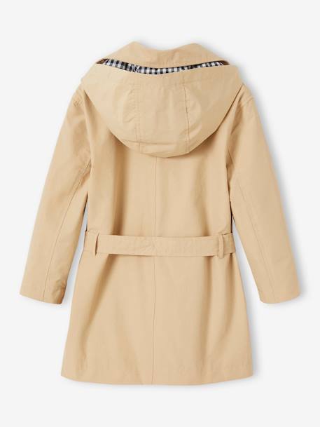 Mädchen Trenchcoat mit abnehmbarer Kapuze - beige+marine - 3