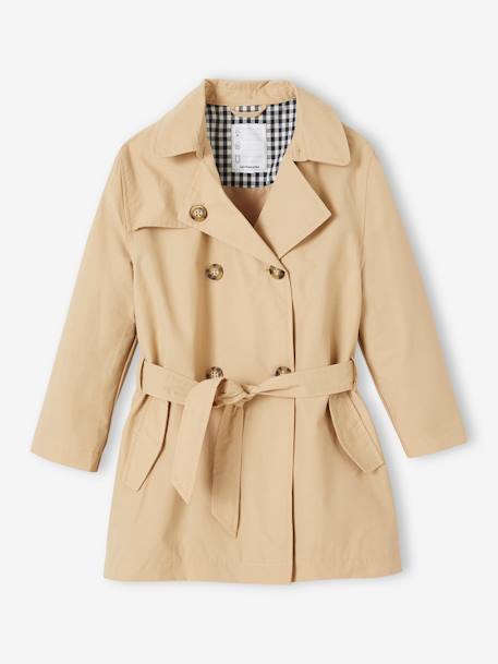 Mädchen Trenchcoat mit abnehmbarer Kapuze - beige+marine - 2