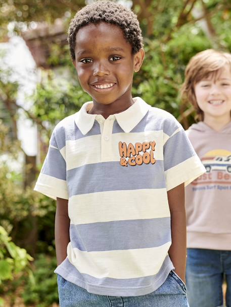 Jungen Poloshirt mit breiten Streifen Oeko-Tex - blau gestreift - 4