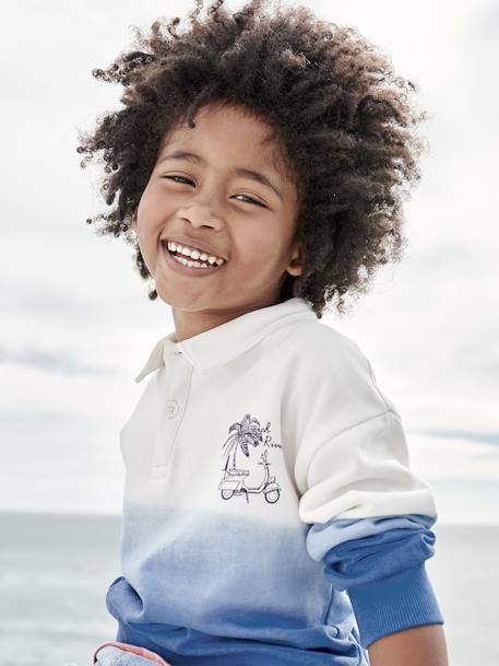 Jungen Sweatshirt mit Polokragen - azurblau - 1