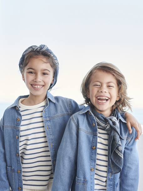 Capsule Mix & Match: Kinder Halstuch / Bandana aus Bio-Baumwolle graublau 1