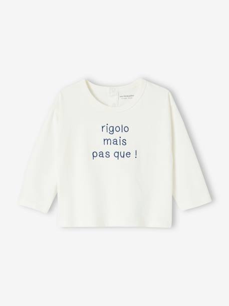 Baby Shirt aus Bio-Baumwolle mit Message, personalisierbar blau+wollweiß 6