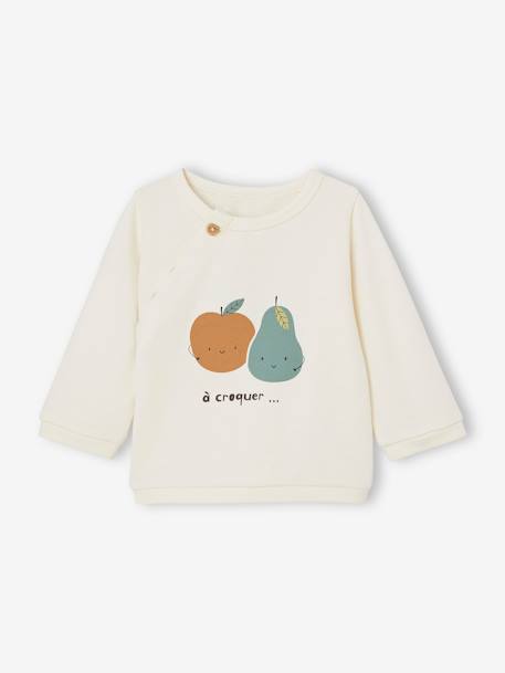 Baby Sweatshirt mit Öffnung vorn - wollweiß/apfel+birne - 1