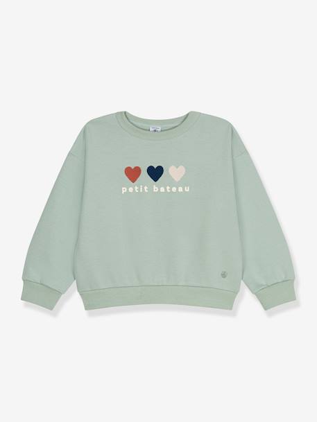 Mädchen Sweatshirt mit Stickerei PETIT BATEAU mandelgrün 1