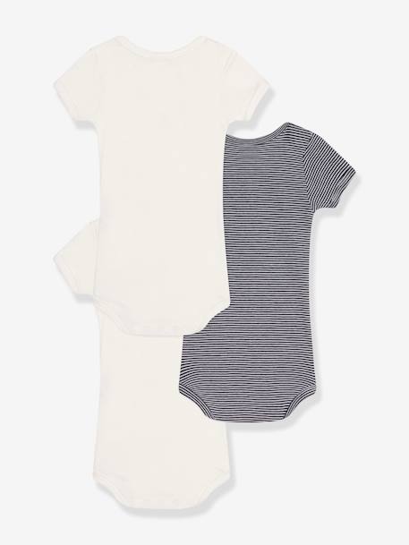 3er-Pack Baby Kurzarm-Bodys PETIT BATEAU - pack wollweiß/grau - 2