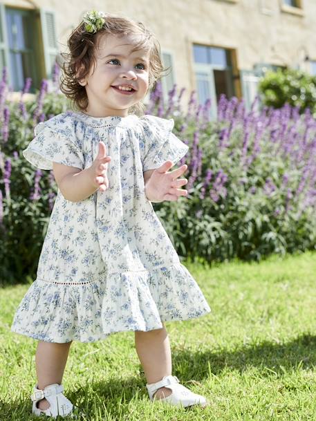 Festliches Mädchen Baby Kleid - wollweiß - 1