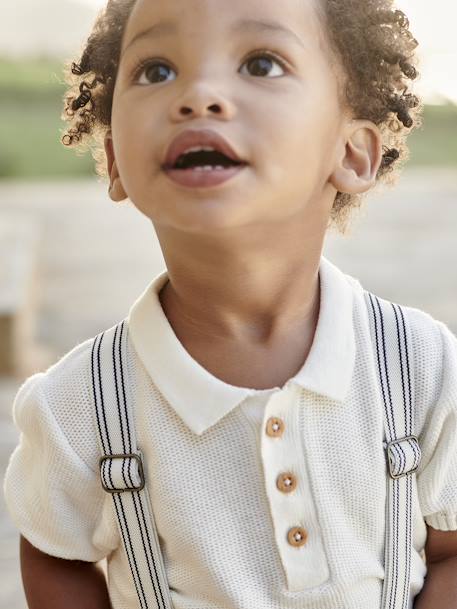 Baby Poloshirt aus Strick Oeko-Tex - wollweiß - 2