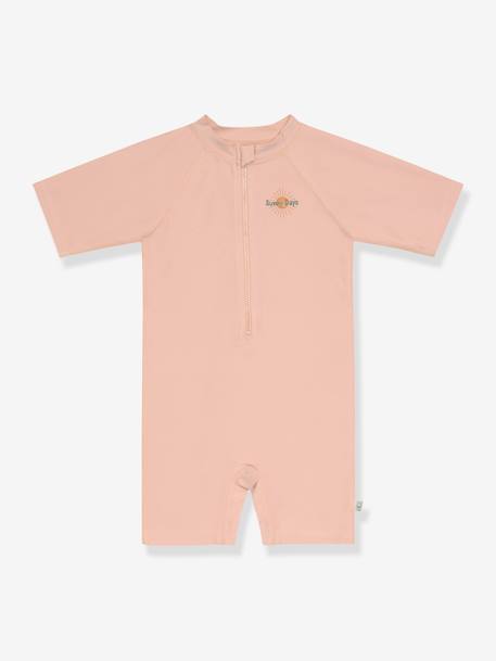 Kinder UV-Overall LÄSSIG mit kurzen Ärmeln - rosa nude+weiß gestreift - 1