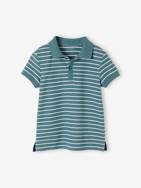 2er-Pack Jungen Poloshirts, Pikee Oeko-Tex - aqua+pack bordeaux/gestreift - 2