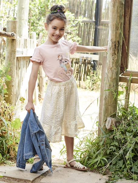 Mädchen T-Shirt creme/sunflowers+pfirsich+pudrig rosa+weiß/fahrrad 14