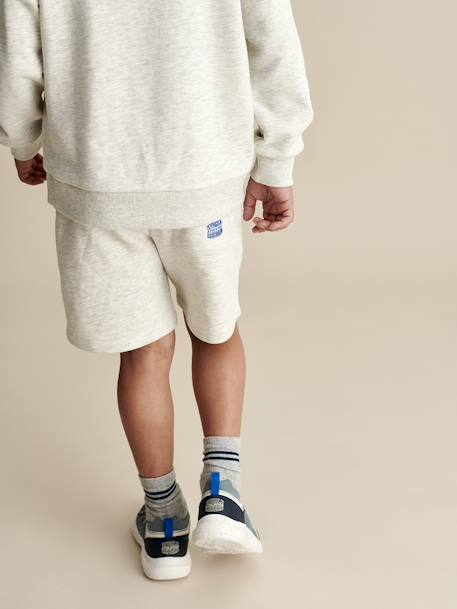 Jungen Sport-Set: Sweatshirt & Shorts, personalisierbar Oeko-Tex - aqua+weiß meliert - 16