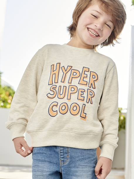 Jungen Sweatshirt mit Print BASIC Oeko-Tex - aprikose+beige meliert+graublau+pistaziengrün - 4