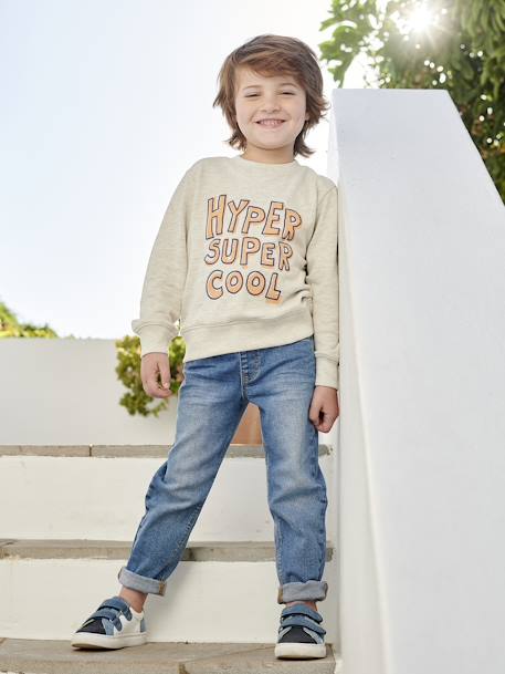 Jungen Sweatshirt mit Print BASIC Oeko-Tex - aprikose+beige meliert+pistaziengrün - 8