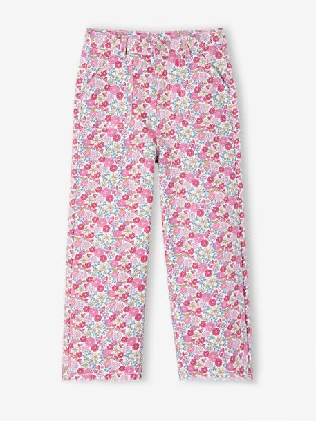 Weite Mädchen Hose mit Blumen - rosa - 1