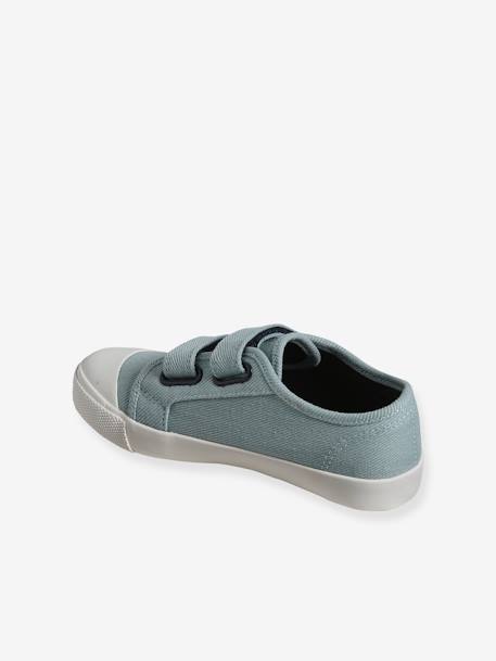 Kinder Stoff-Sneakers mit Klett blau+himmelblau+senfgelb 12