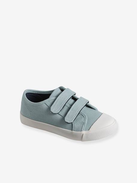 Kinder Stoff-Sneakers mit Klett blau+himmelblau+senfgelb 10