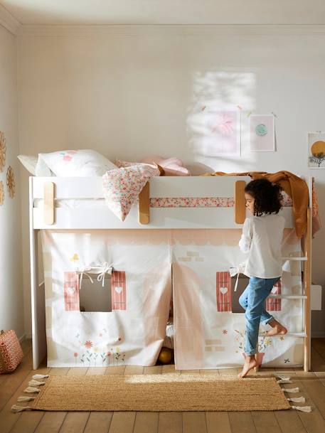 Kinderzimmer Bettvorhang Cottage für Hochbett EVEREST - weiß bedruckt - 5