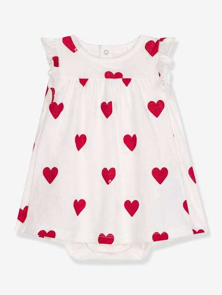 Mädchen Bodykleid PETIT BATEAU, Herzen weiß 1