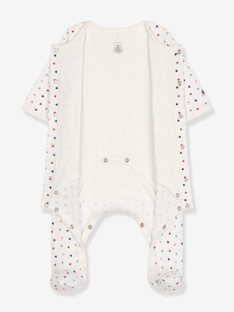 2-in-1-Strampler mit Body PETIT BATEAU, Herzen weiß bedruckt 2