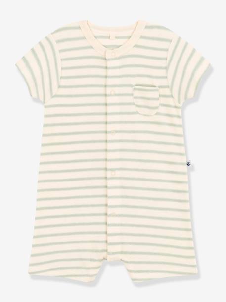 Baby Kurzoverall PETIT BATEAU grün gestreift 1