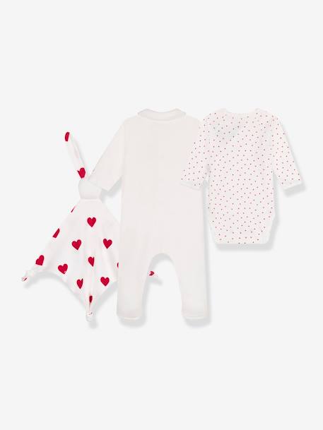 Baby-Set: Strampler, Wickelbody & Schmusetuch PETIT BATEAU weiß 2