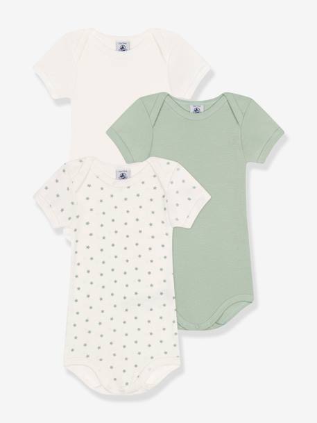 3er-Pack Baby Kurzarm-Bodys PETIT BATEAU - pack grün/weiß - 1