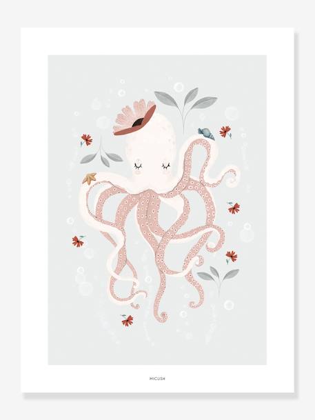 Kinderzimmer Poster Lady Octopus LILIPINSO - graublau - 1