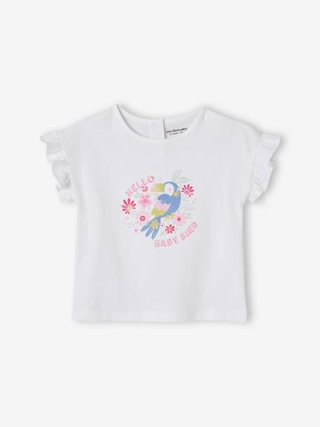 Baby T-Shirt mit Flatterärmeln Oeko-Tex wollweiß 1