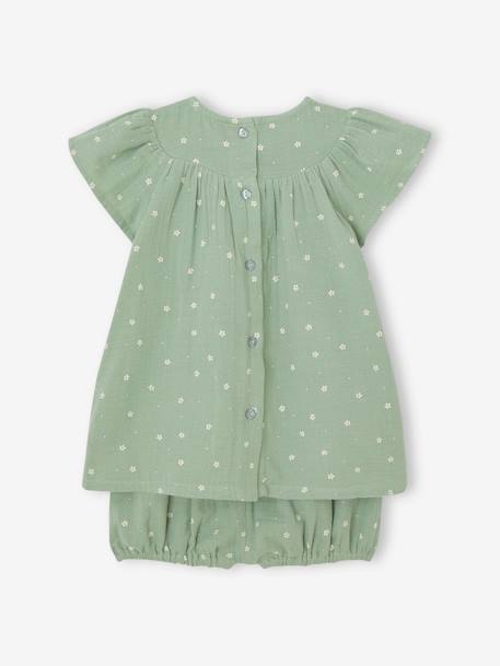 Mädchen Baby-Set: Kleid, Shorts & Haarband salbeigrün 5