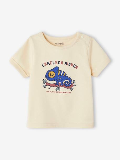 Baby T-Shirt mit Chamäleon Oeko-Tex wollweiß 1