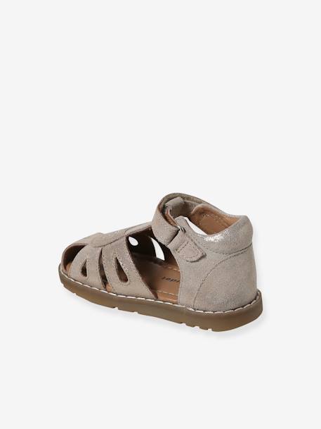 Baby Sandalen mit Klettverschluss - gold+mahagoni+marine - 3