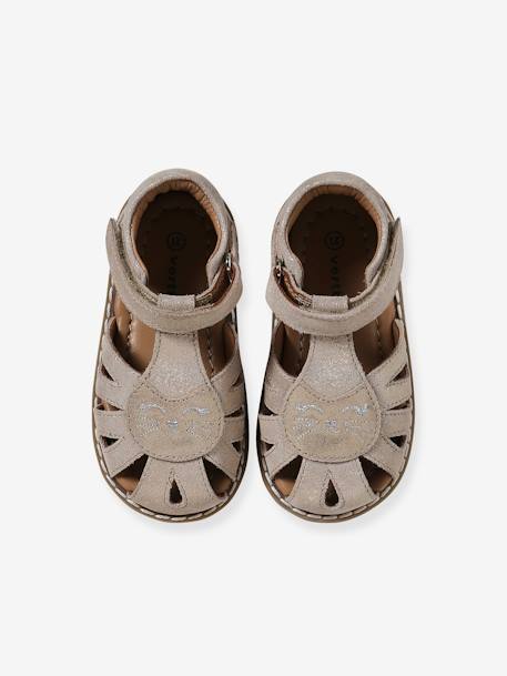 Baby Sandalen mit Klettverschluss - gold+mahagoni+marine - 4