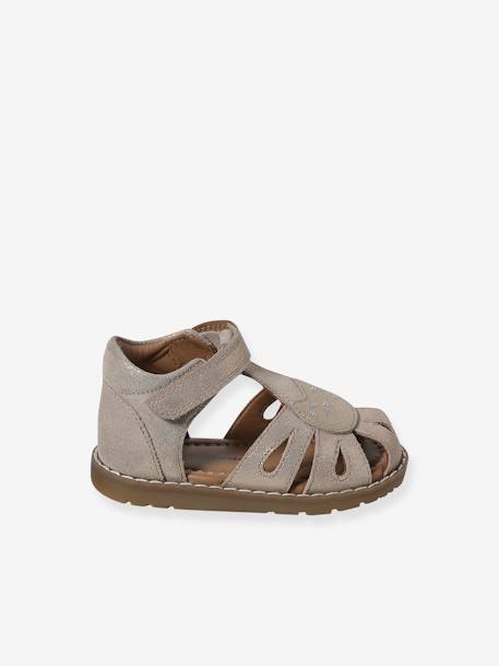 Baby Sandalen mit Klettverschluss - gold+mahagoni+marine - 2