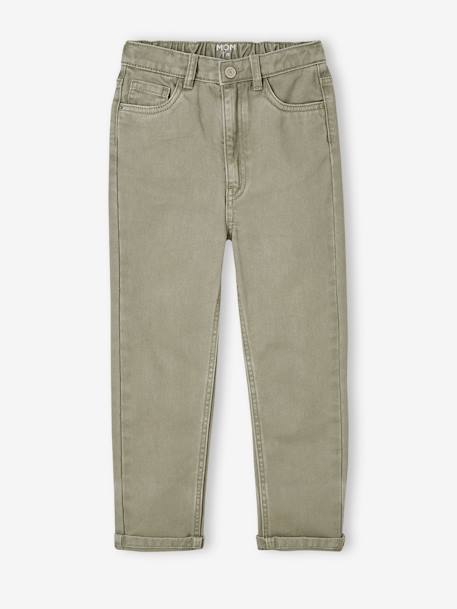 Mädchen Mom-Hose, Hüftweite SLIM khaki+pfirsich 1